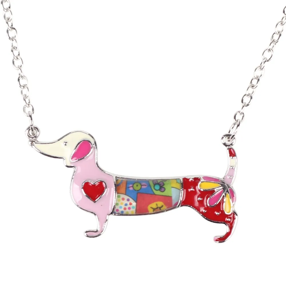 Bonsny 2017 New Design Colorful Statement Enamel Dachshund Dog Choker