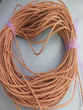 

EH268 Z-5628 50M/lot For Jewelry Making Findings 3mm Natural Color Braided Leather Cord