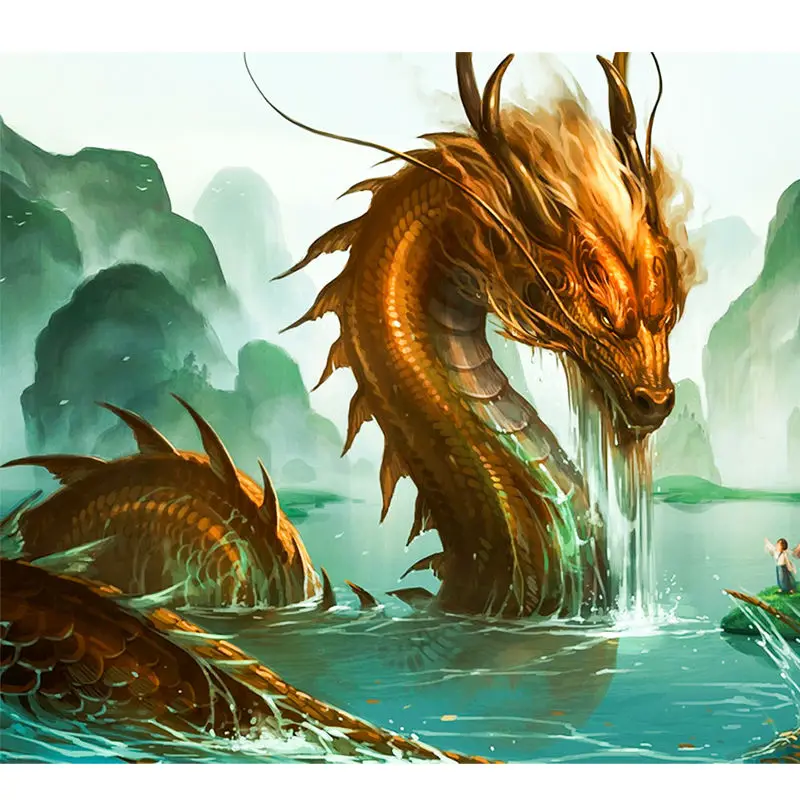 Needlework full Diamond painting China dragon water cross stitch Resin drill Diamond embroidery home Decoration Square Mosaic