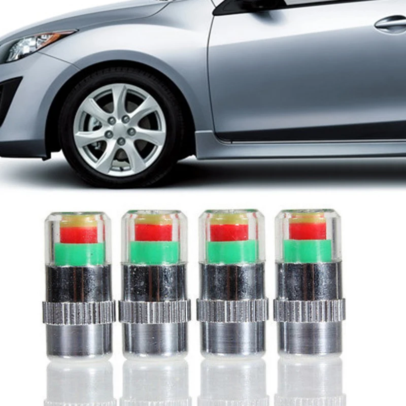 

4PC/Set Car-Styling Auto Car Tire Pressure Valve Stem Caps 2.4bar 36PSI Tyre Pressure Monitoring Tools Kit Sensor Eye Air Alert