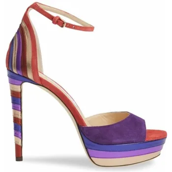 

2019 Newest Mixed Color Platform Sexy Thin High Heel And Open Toe Buckle Strap Cover Heel Summer Fashion Women Sandals