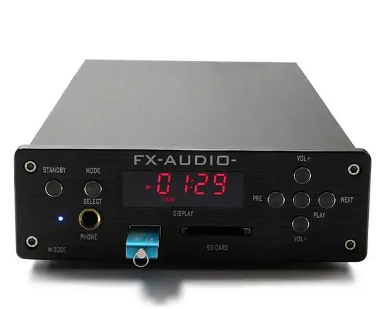 FX-AUDIO M-200E HiFi 2.0 Digital Audio Bluetooth Headphone Amplifier 120W*2 Input USB/SD/RCA/FLAC 24Bit/192KHz AC110-220V OLEDpg