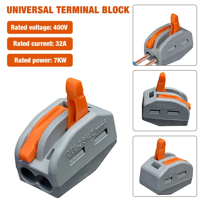 

Terminal Block Electric Cable Connectors Durable Terminal Connector Grey Electric Spring Lever Reusable