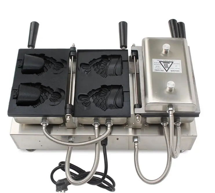 Электрическая машина тайяки в Корейском стиле с открытым ртом, машина для приготовления мороженого тайяки/рыбные конусы, вафельница