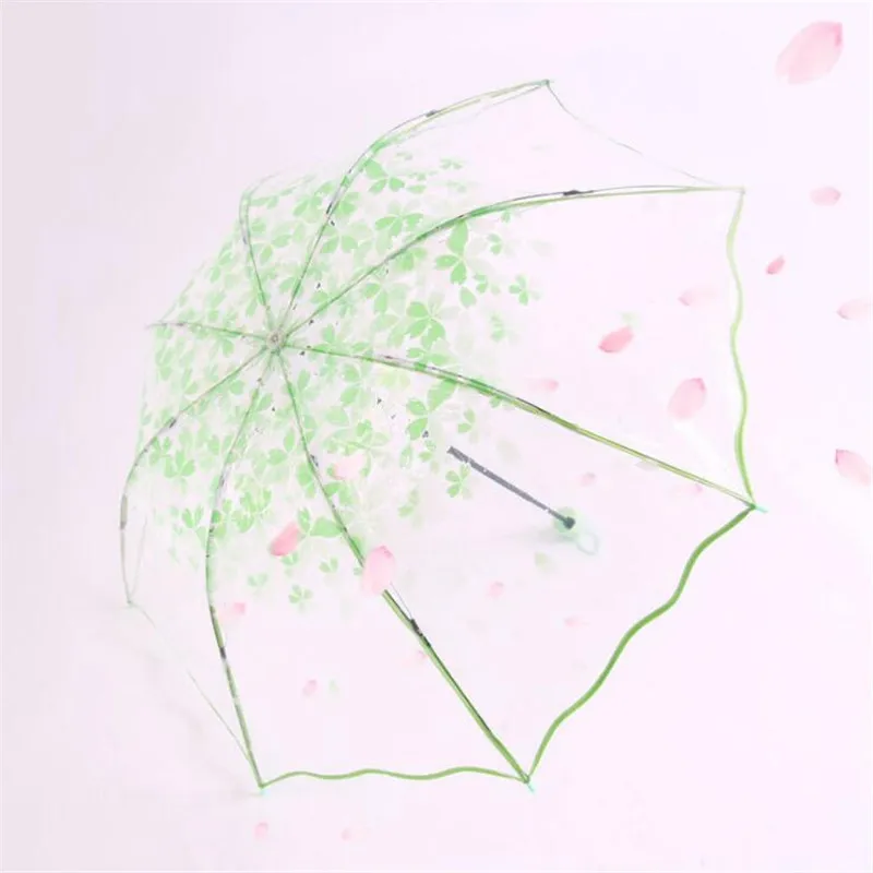 

Cherry blossoms petal princess rain umbrella transparent three folding umbrella for girl YS006