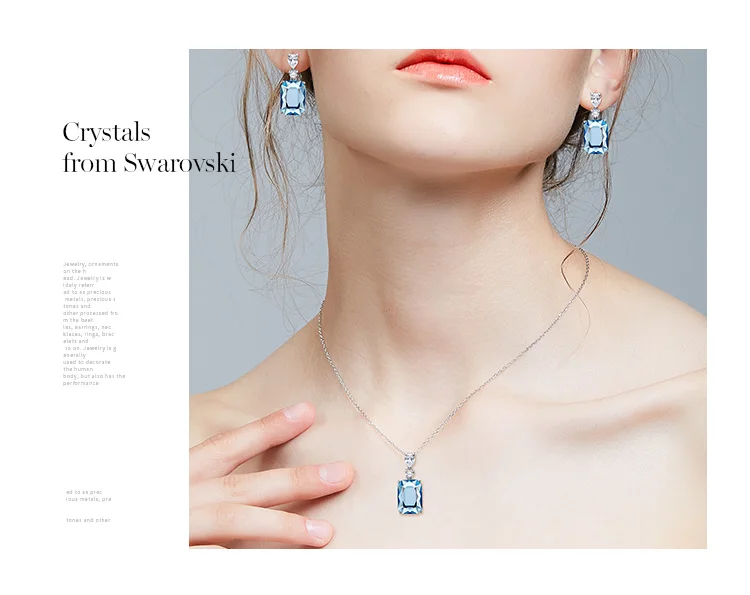 CDE 925 пробы, Серебряный ювелирный набор для женщин, украшенный кристаллами Swarovski, подвески, ожерелья, серьги, ювелирный набор, подарок