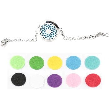 

10pcs lotus flower 30mm Magnet Aromatherapy Essential Oils Stainless Steel Perfume Diffuser Locket bracelet