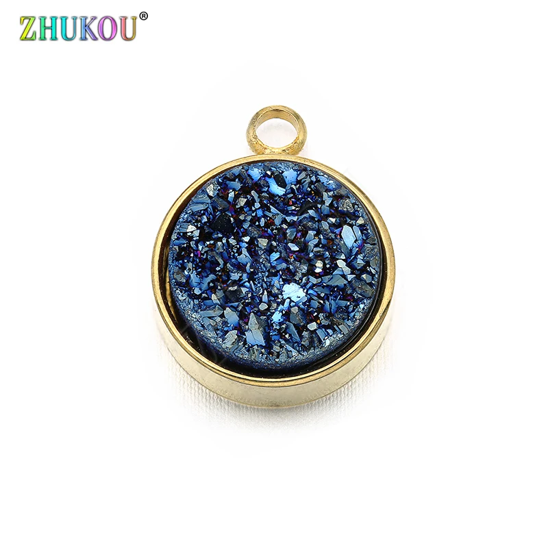 

12*15mm Brass Cubic Zirconia Round Charms Pendants Diy Jewelry Findings, Mixed Color, Hole: 1.8mm, Model: VD367B