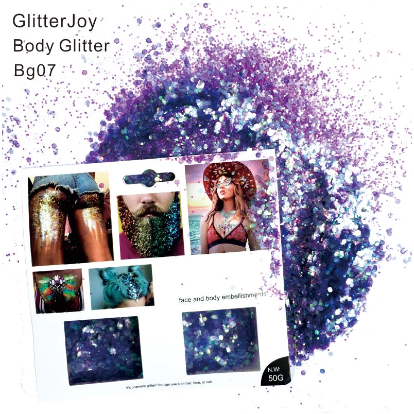 

BG07 one pack of Purple Body and Hair Glitter ideal for Rave Outfit Body Paint Party on Coachella or Carnival