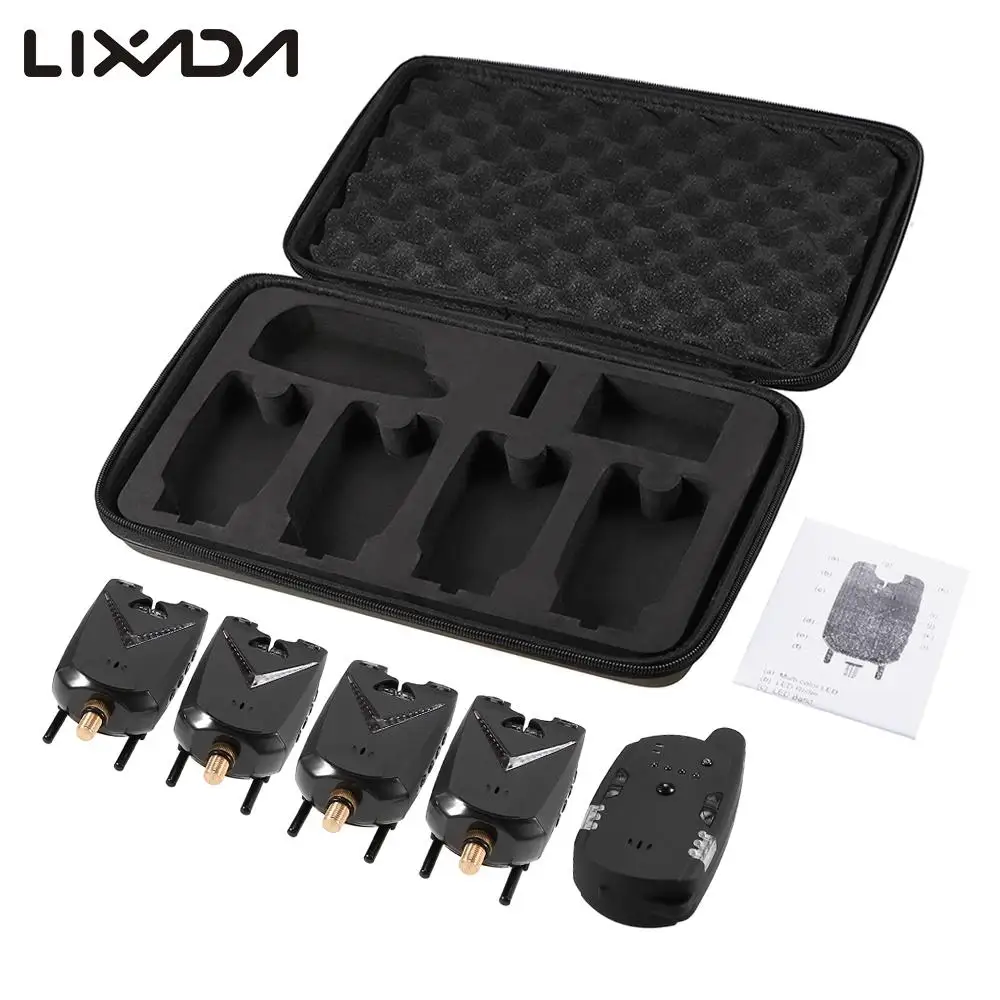 

Lixada 2+1/3+1/4+1 pcs Wireless Digital Fishing Bite Alarm Sound Alert Kit Led Alarm Indicator with Zippered Case for Pesca