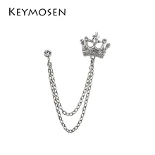 

Men's crown brooch english wind suit chain pin retro female brooch universal design for men and women