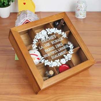 

Modern Natural Bamboo Zakka Square Box Jewery Container Vintage Unique Wooden Storage Case for Home