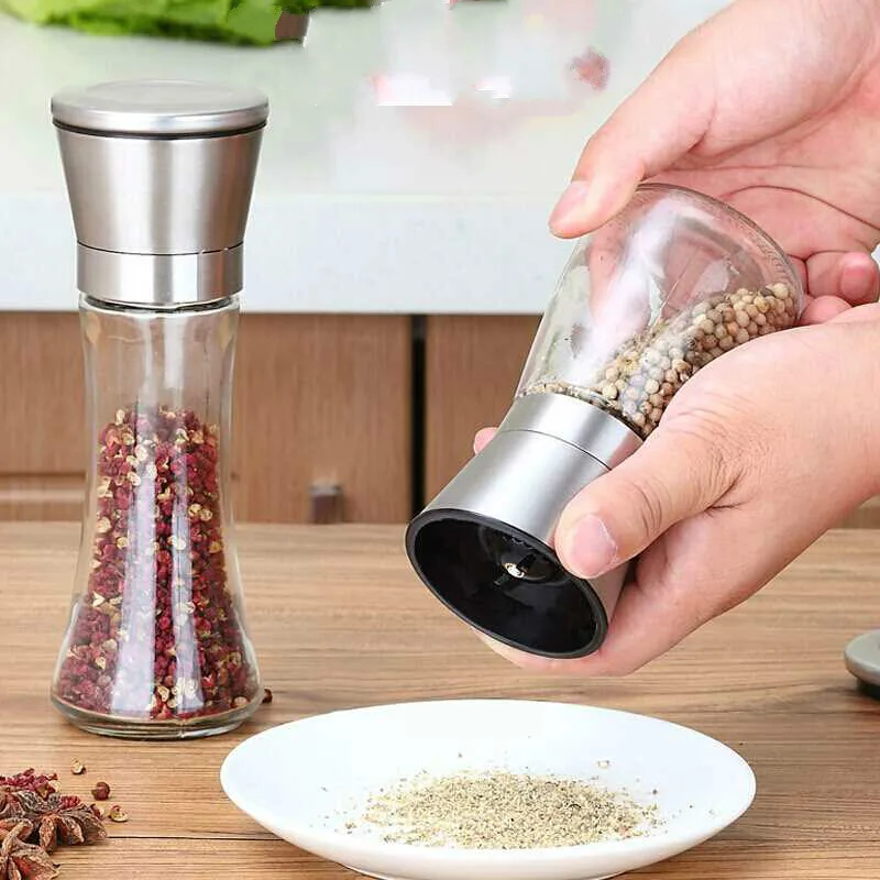 

Adjustable Ceramic Pepper Grinder with Glass Body Stainless Steel Manual Sea Salt Mills Salt and Pepper Mill Shakers AP11301749