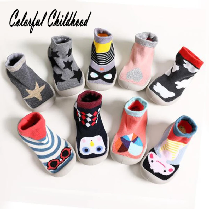 Baby Shoes Socks Cartoon Infant Gift Kids Indoor Floor PU Leather Sole Non-Slip Thick warm |