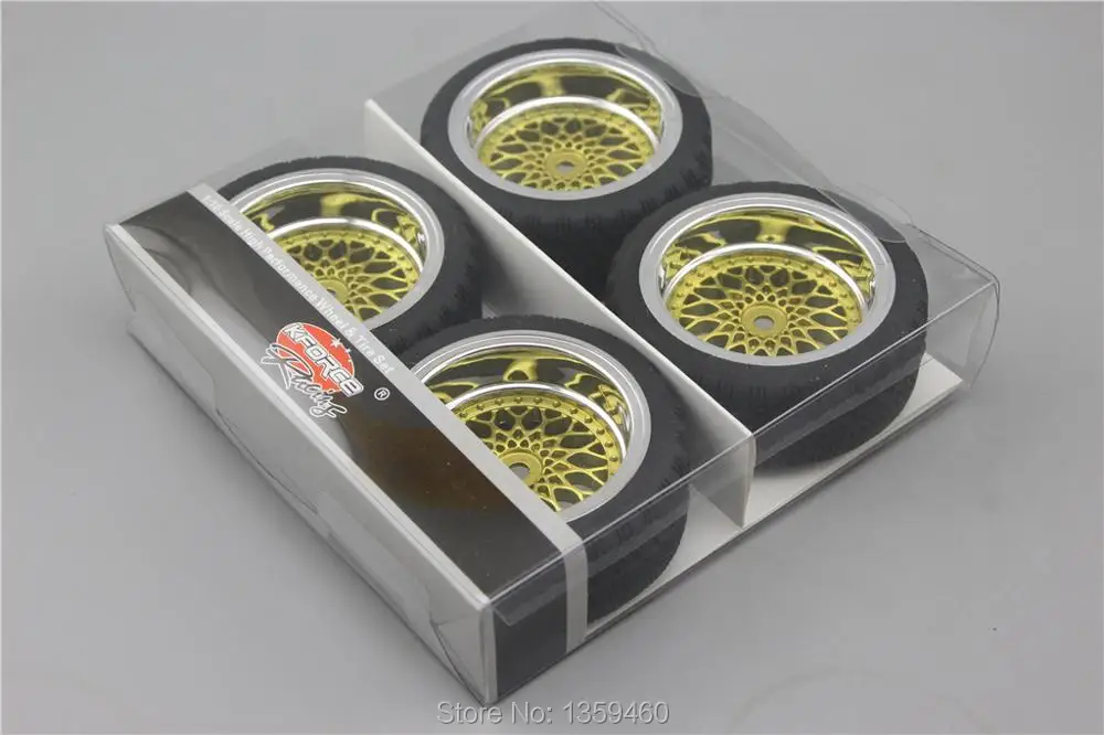 4 шт. 1/10 RC мягкий резиновый туристический обод колеса с шиной Y12CG (хром + покраска