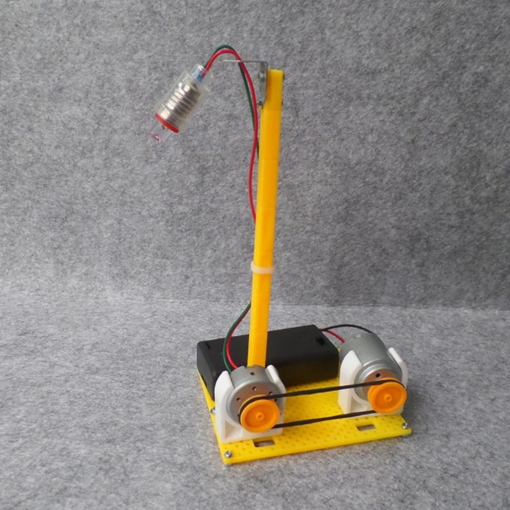 Micro Electricity Power Generator LED Motor Power Table Lamp Kids Assemble Toy