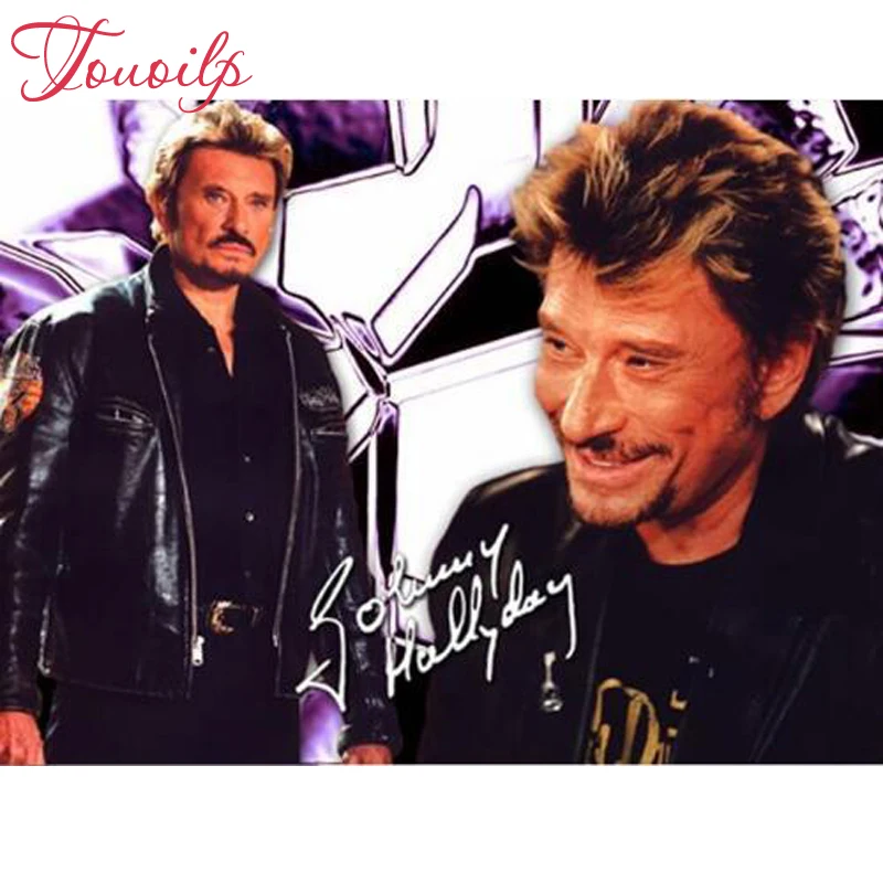 

new rock singer spuare diamond painting Rock star Johnny Hallyday cross stitch craft plastic canvas kits diamond painting singer