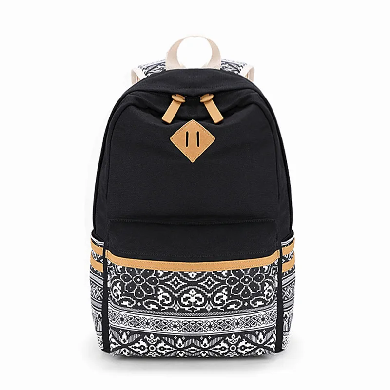 EcopartyWomen School Bags for Teenage Girls Cute Rucksack Laptop Backpacks Female Canvas Printing Large Capacity Backpack