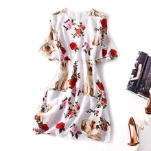 Светильник, летнее платье трапециевидной формы, новая модель, конкурентоспособная продукция, костюм-платья, платье с принтом из натурального шелка, Короткая Талия