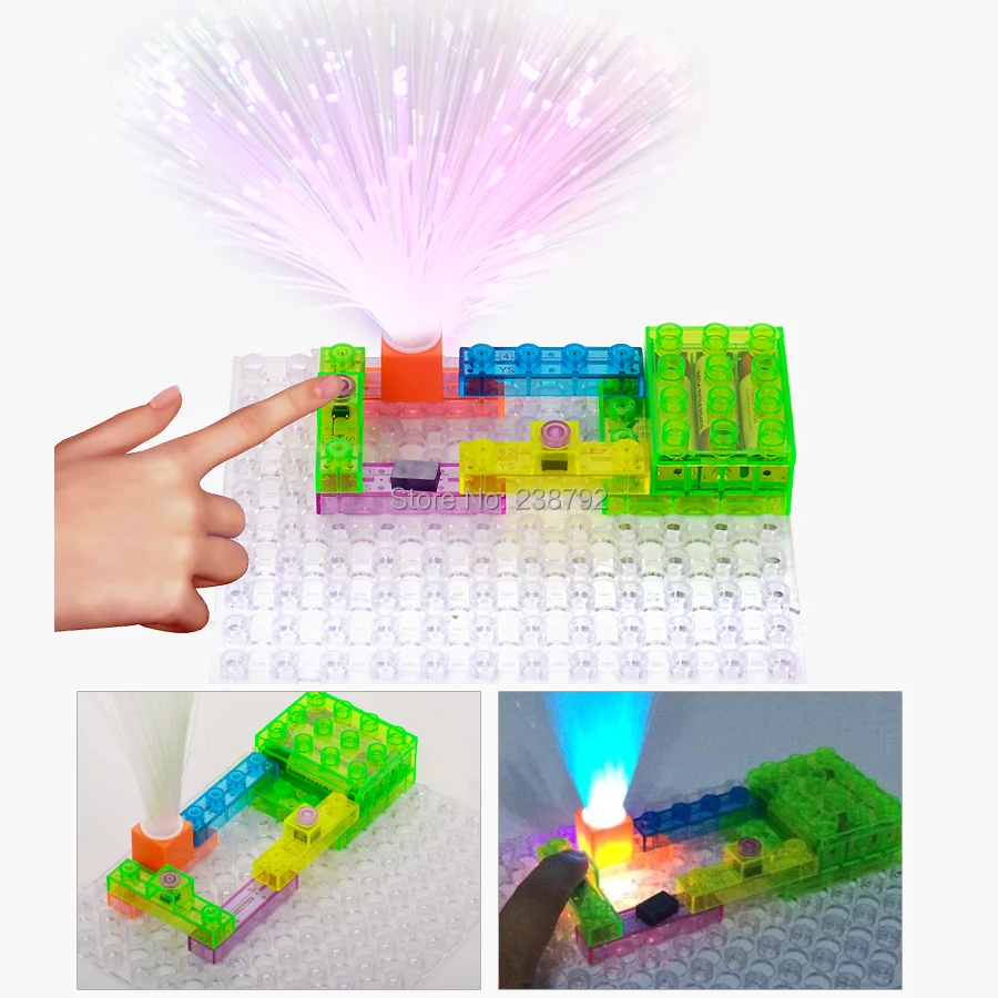 

Circuit Kit With Lighted Bricks Magnets 59 Different Projects in 1, STEM Educational Science Experiment Kit Electronic Blocks