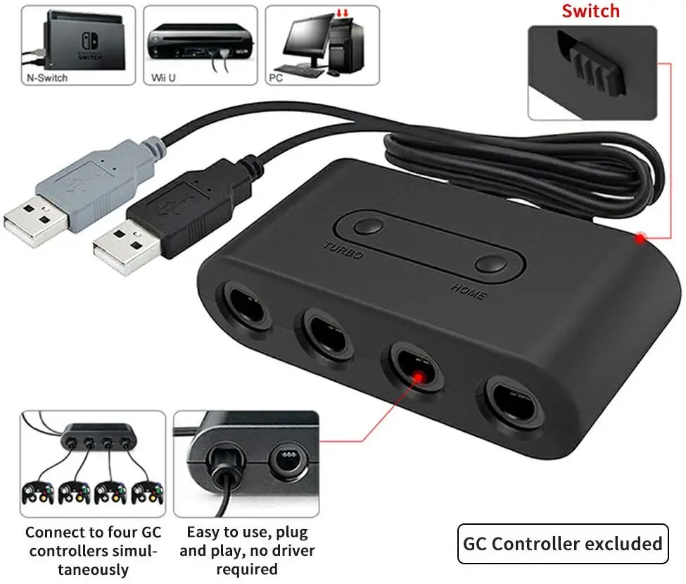3 in 1 GameCube Controller Adapter For Switch Wii U and PC | Электроника