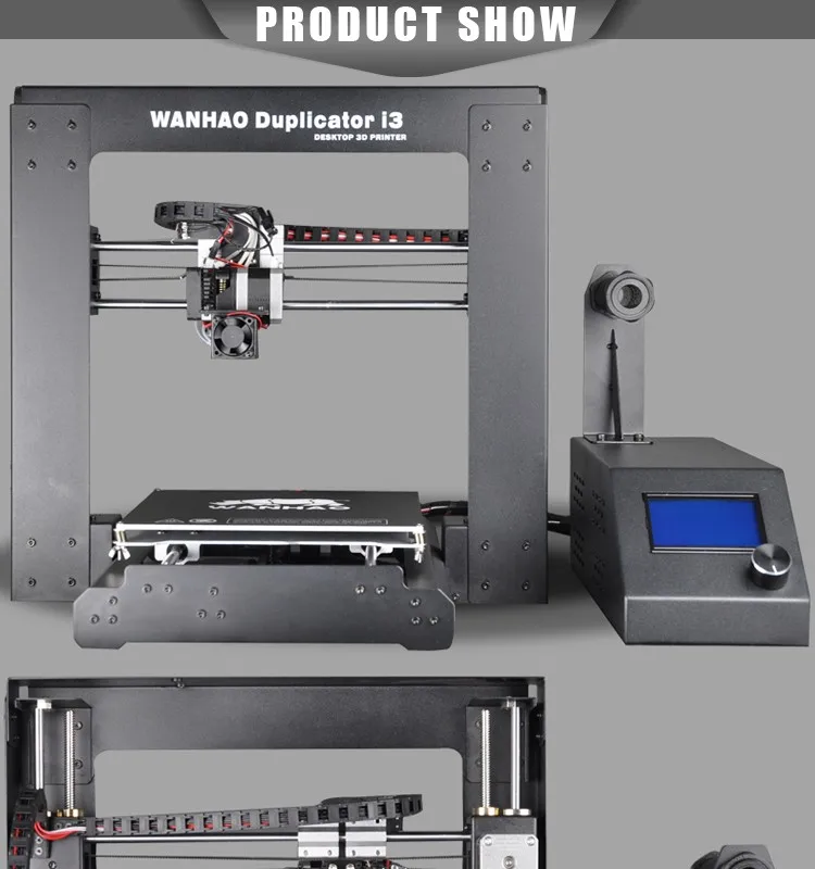 WANHAO 3d принтер i3 V2.1, DIY настольный 3d принтер, со встроенным размером 200*200*180 мм, Бесплатная нить, SD карта и ЖК-дисплей в подарок