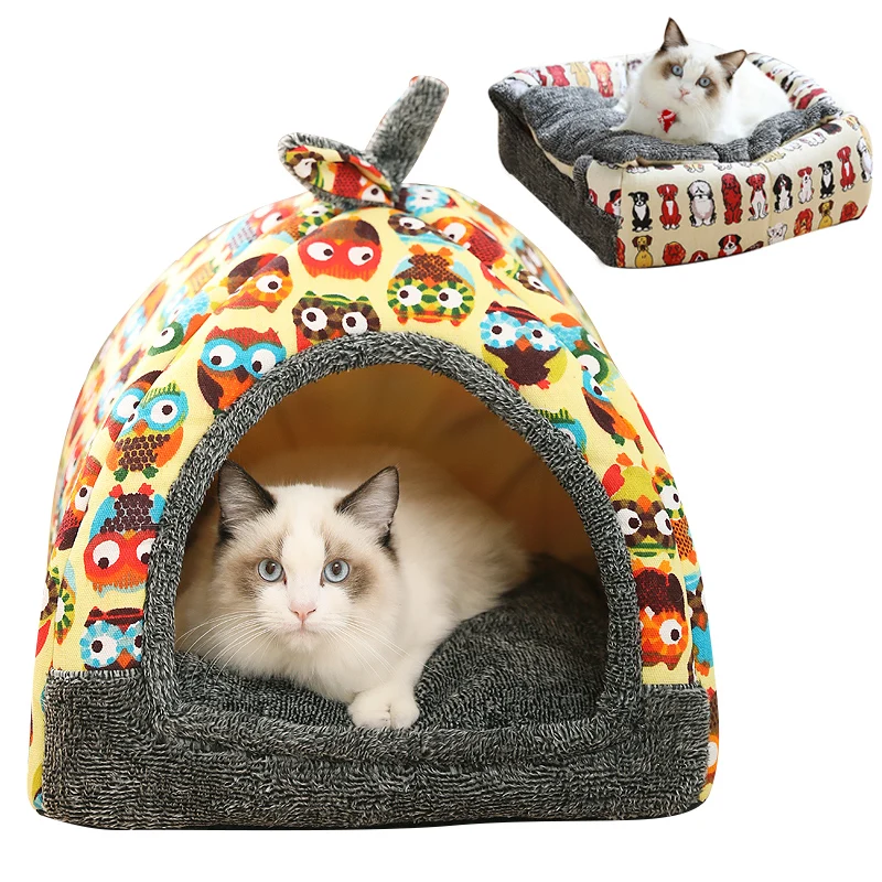 

HEYPET Cat House Pet Bed Soft Cat Mat Dog Bed for Small Dogs Cats Nest Soft Coral Fleece Winter Warm Sleeping Bed Pet Supplies