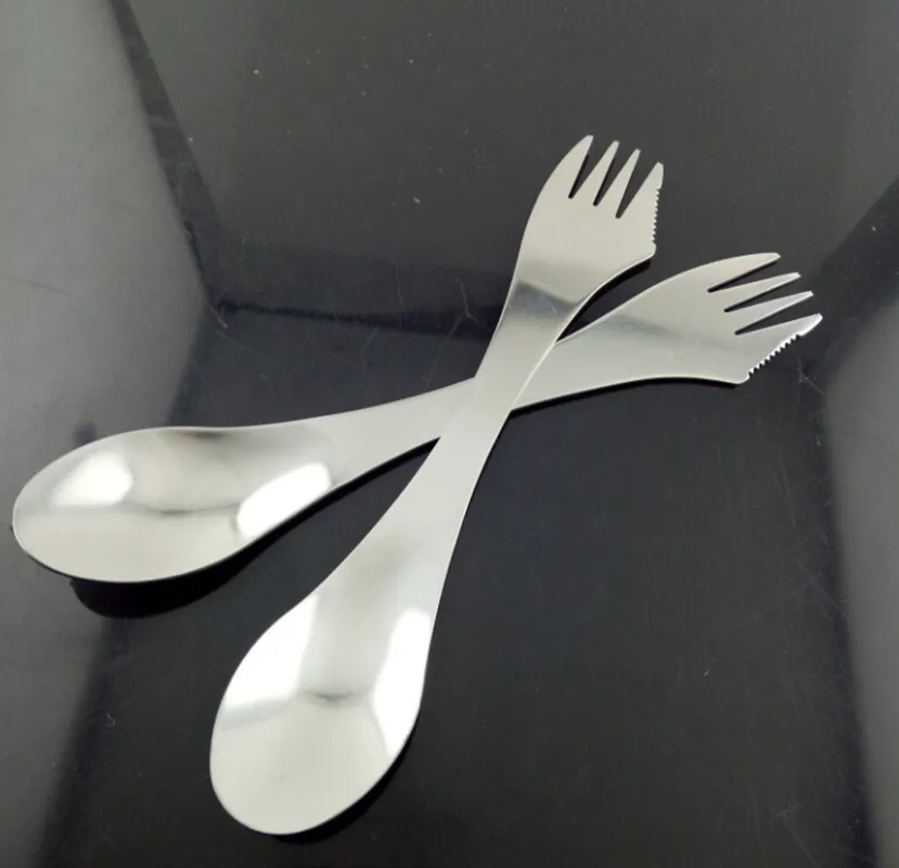

Outdoor Multi Function 3 in 1 Stainless Steel Gadget Spoon Fork for Picnic BBQ Outdoor Travel Camping Newest