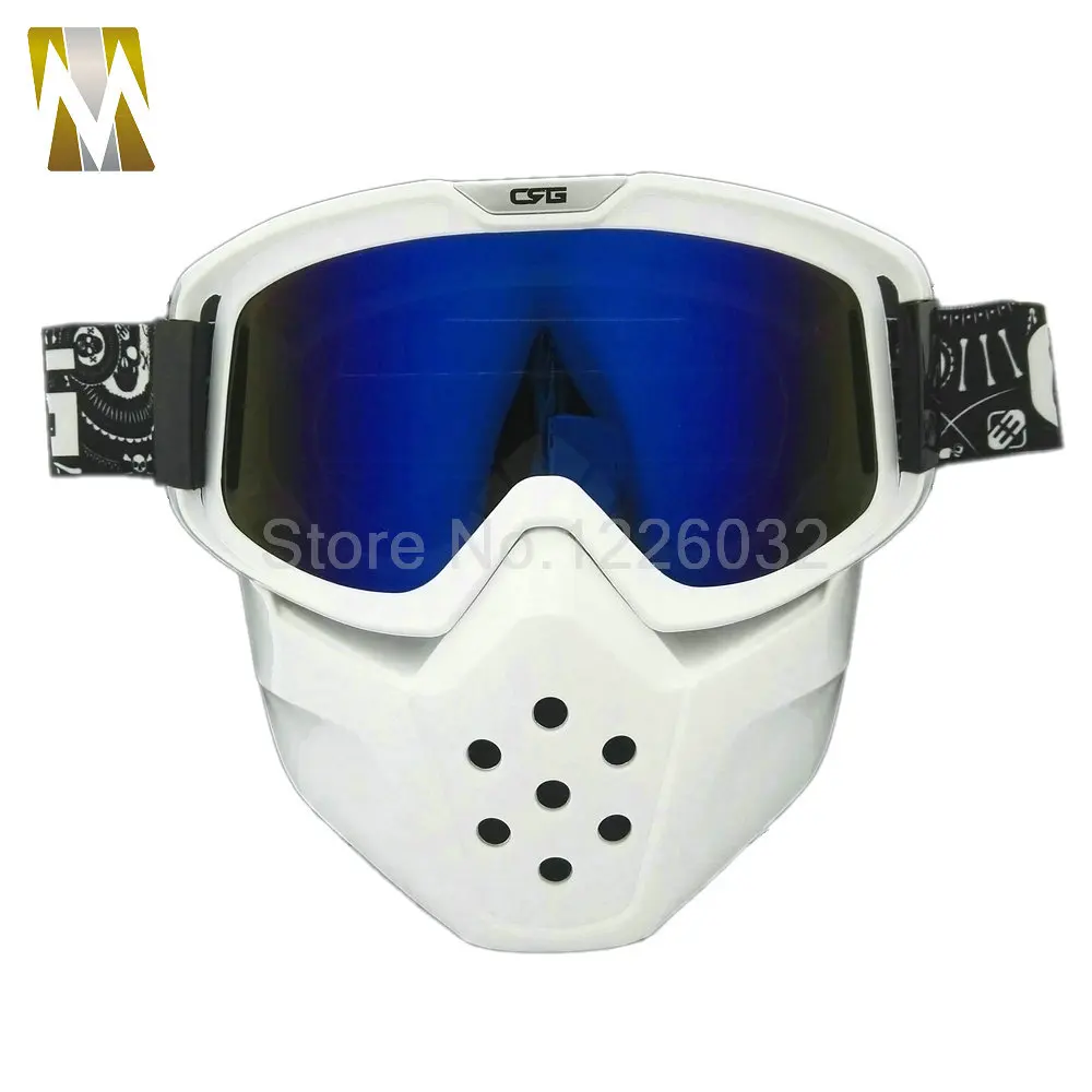 Blue Lens Motorcycle Mask Goggle Motocross Goggles Helmet Glasses Face Windproof off Road