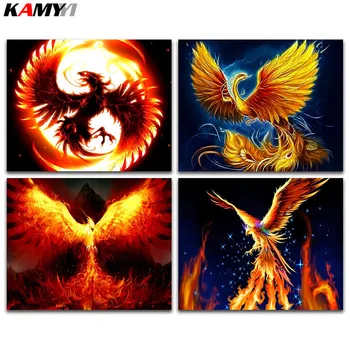 

Full Square Diamond embroidery Phoenix Fantasy 5D DIY Diamond painting Cross stitch Sun god Round Diamond mosaic Cartoon bird