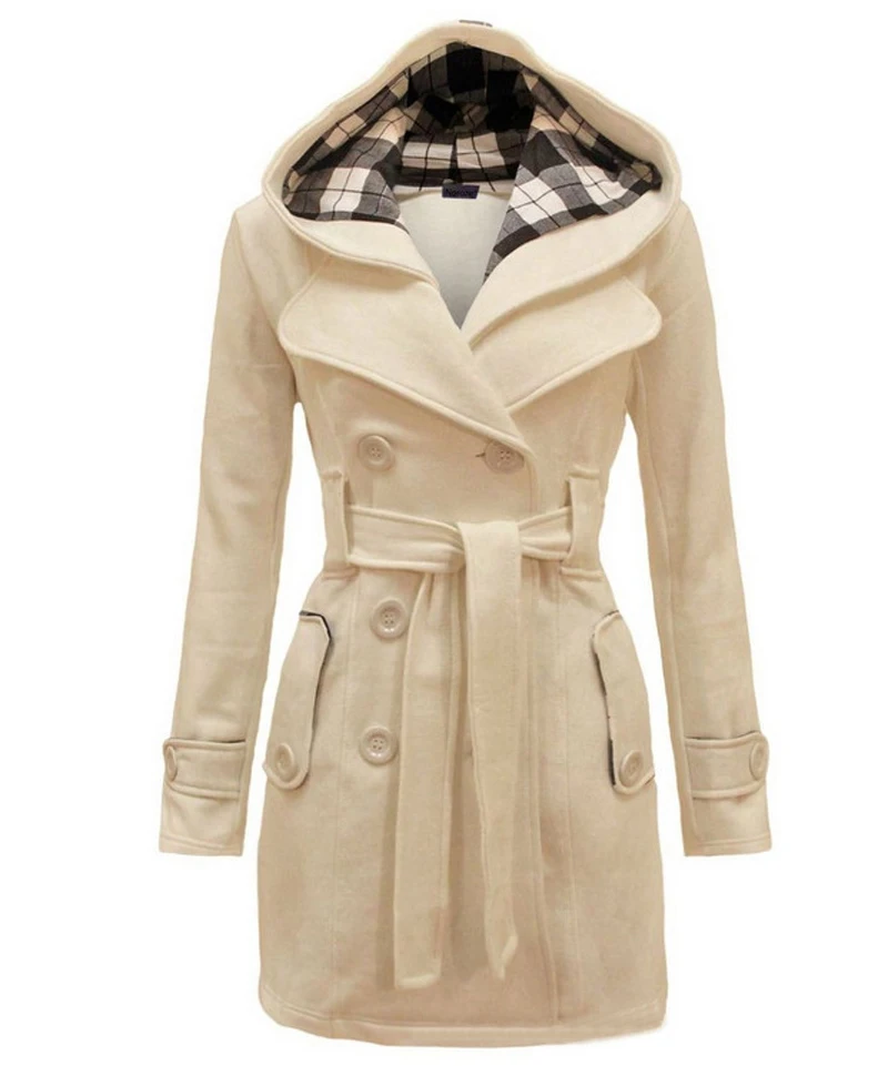 Женское модное шерстяное двубортное Пальто Повседневная Толстовка Зимняя теплая куртка Тренч Casaco Feminino Manteau Femme Printemps