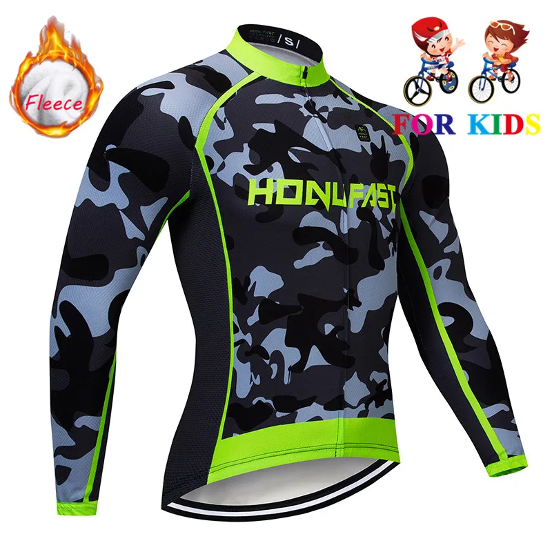 kids Cycling Set Winter Thermal Fleece Long Sleeve Cycling Jersey Ropa Ciclismo boy girl Bicycle MTB Bike Clothing Pro Children