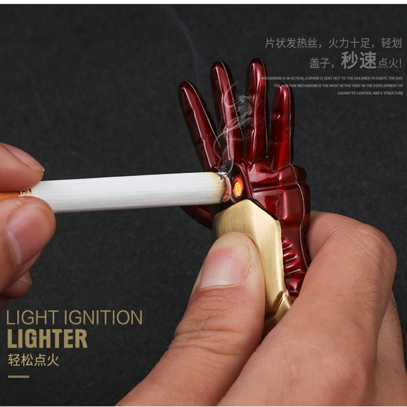 Капитан Америка креативная ручная форма Железного человека электронная USB Зажигалка Ветрозащитная плазменная дуговая сигарета светильник er с ярким светильник