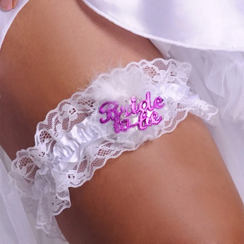 

Bride To Be White Lace Garter Hen Night Party Bachelorette Bridal Shower