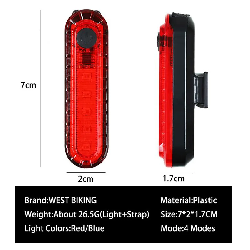Велосипедный светильник, 4 режима, USB Перезаряжаемый светодиодный задний светильник, супер яркий велосипедный задний светильник Предупреждение ющий о безопасности, велосипедный светильник
