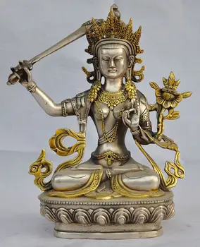 

Crafts statue Chinese hand-carved Tibetan silver Gilded Tara Buddha statues 015
