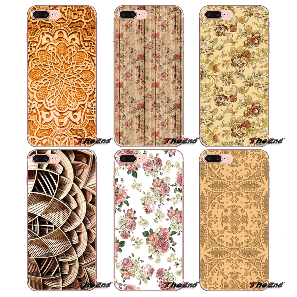 

For Sony Xperia Z Z1 Z2 Z3 Z5 compact M2 M4 M5 E3 T3 XA Aqua LG G4 G5 G3 G2 Mini Wood Mandala Flower Art Clear TPU Case