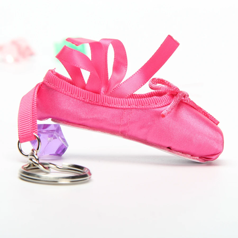 Детские Балетные мини-балетки; Балетные брелки; Балетные подарочные Сатиновые пуанты; брелок для ключей; Розовая танцевальная обувь; амулет балет; ChainDT009 - Цвет: Родо