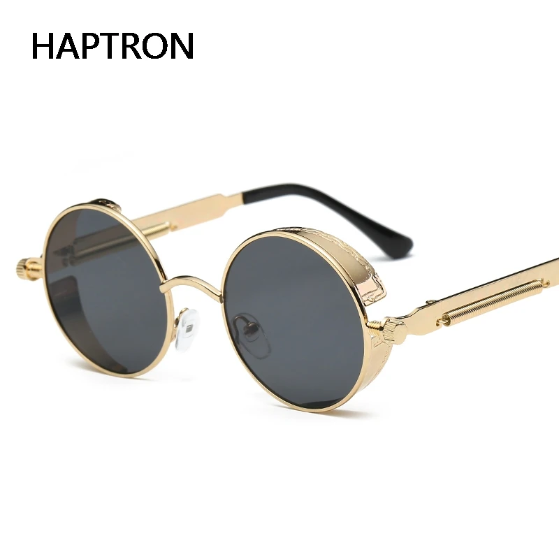 HAPTRON Fashion round Gothic Steampunk glasses Mens vintage Mirror