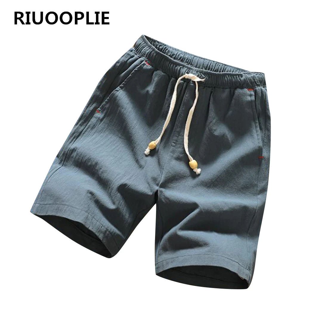 50% OFF RIUOOPLIE Men Women Linen Casual Loose Middle Pants Elastic Waist Travel Beach Shorts