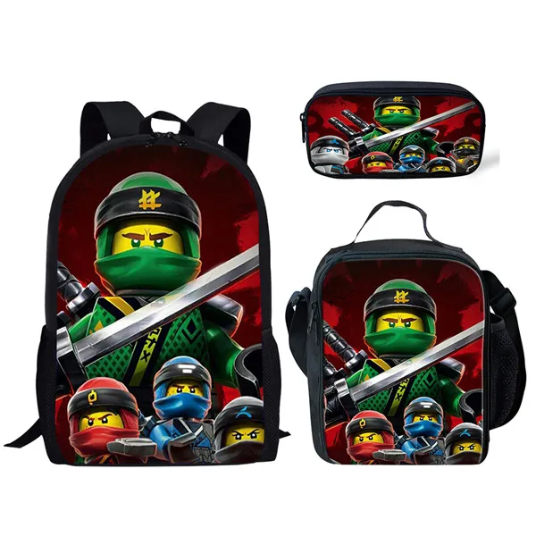 Thikin игра Ninjago школьные сумки 3 шт./компл. для мальчиков подростков школьный рюкзак школьные принадлежности книжная Сумка Прекрасный ранец - Цвет: CDZHL585CGK