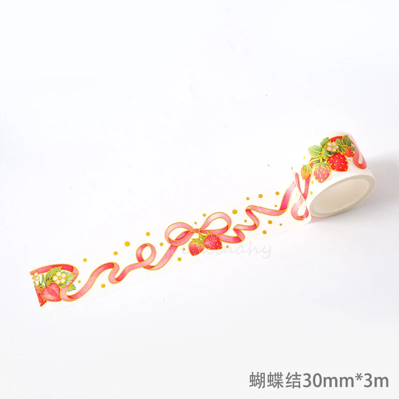 Cute Strawberry Party Series Bullet Journal gold Washi Tape Decorative Adhesive Tape DIY Scrapbooking Sticker Label Stationery - Цвет: 5