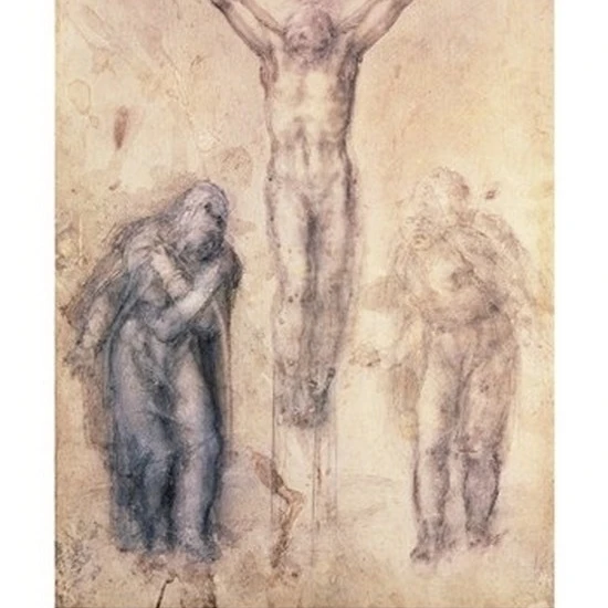 Inv.1895-9-15-509 Recto W.81 Study for a Crucifixion Poster Print by Michelangelo Buonarroti (18 x 24)