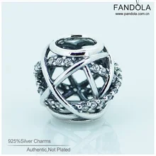 Подлинное 925 пробы серебро прозрачными камнями в виде Галактики, ажурная шарма бусины, подходящие для подвесок-шармов ювелирный браслет сделай сам, для изготовления брелков