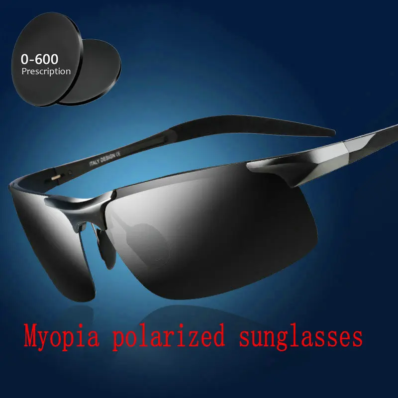 Алюминий Магний рецепт готовые поляризованные Близорукость Солнцезащитные очки Мужские Квадратные Зеркальные близорукие оптика очки UV400 FML