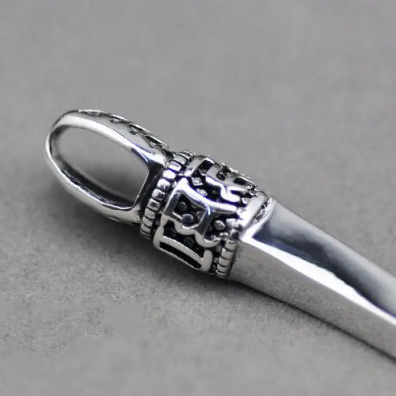 Винтажная панк тайская серебряная подвеска «зуб» для мужчин и женщин, 925 пробы Серебряное ожерелье, подвеска для влюбленных пар, лучший подарок