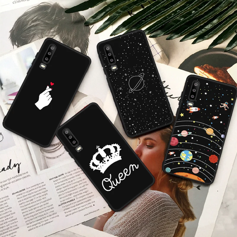 Black Painting Matte Patterned TPU Phone Case For Huawei Honor 9 10 Lite 7X Note Magic2 8X 9X Space Planet Capas Cover |