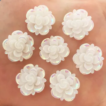

New 20pcs AB Resin 20mm flower Flat back Stone appliques DIY Wedding scrapbook Accessories crafts SR272*2