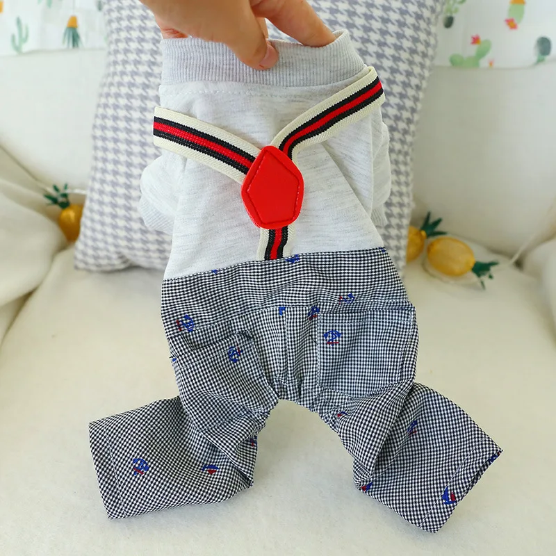 

Dog Clothes Winter Puppy Dog Cat Jumpsuit Costume For Dogs Black Plaid Pants Warm Coat Romper Overalls Jumpsuits Clothing RG7289