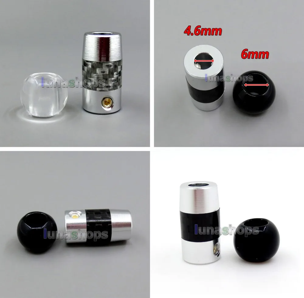 LN005999 1set Full Metal Carbon Headphone Cable Audio Y Splitter Adapter Slider For DIY Custom Cable Dia 4 6mm 6mm